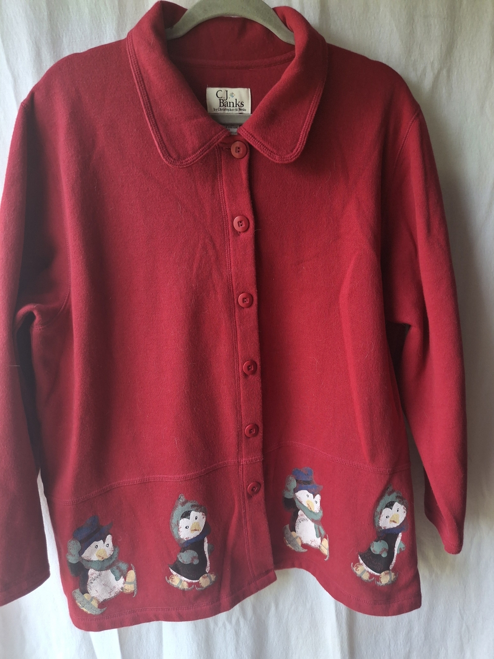 CJ Banks  Red Button-Up Penguin Jacket
